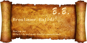 Breslauer Balló névjegykártya